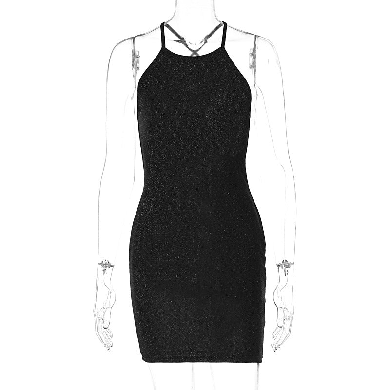 Back Cross Strap Backless Sleeveless Dress