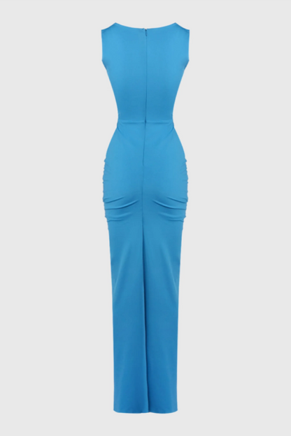 Celeste Blue Openwork Maxi Dress