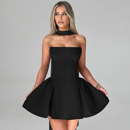 Back Zipper Tube Top Short Type Dress