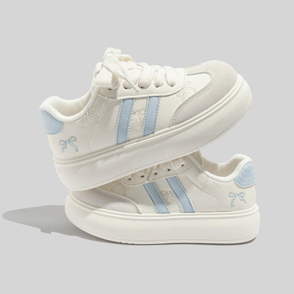 Women's Trendy Laced Up Suede Sneakers With Red Laces
