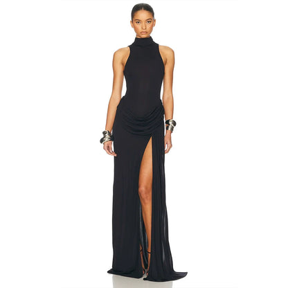 Nikole Mock Neck Ruched Maxi Dress