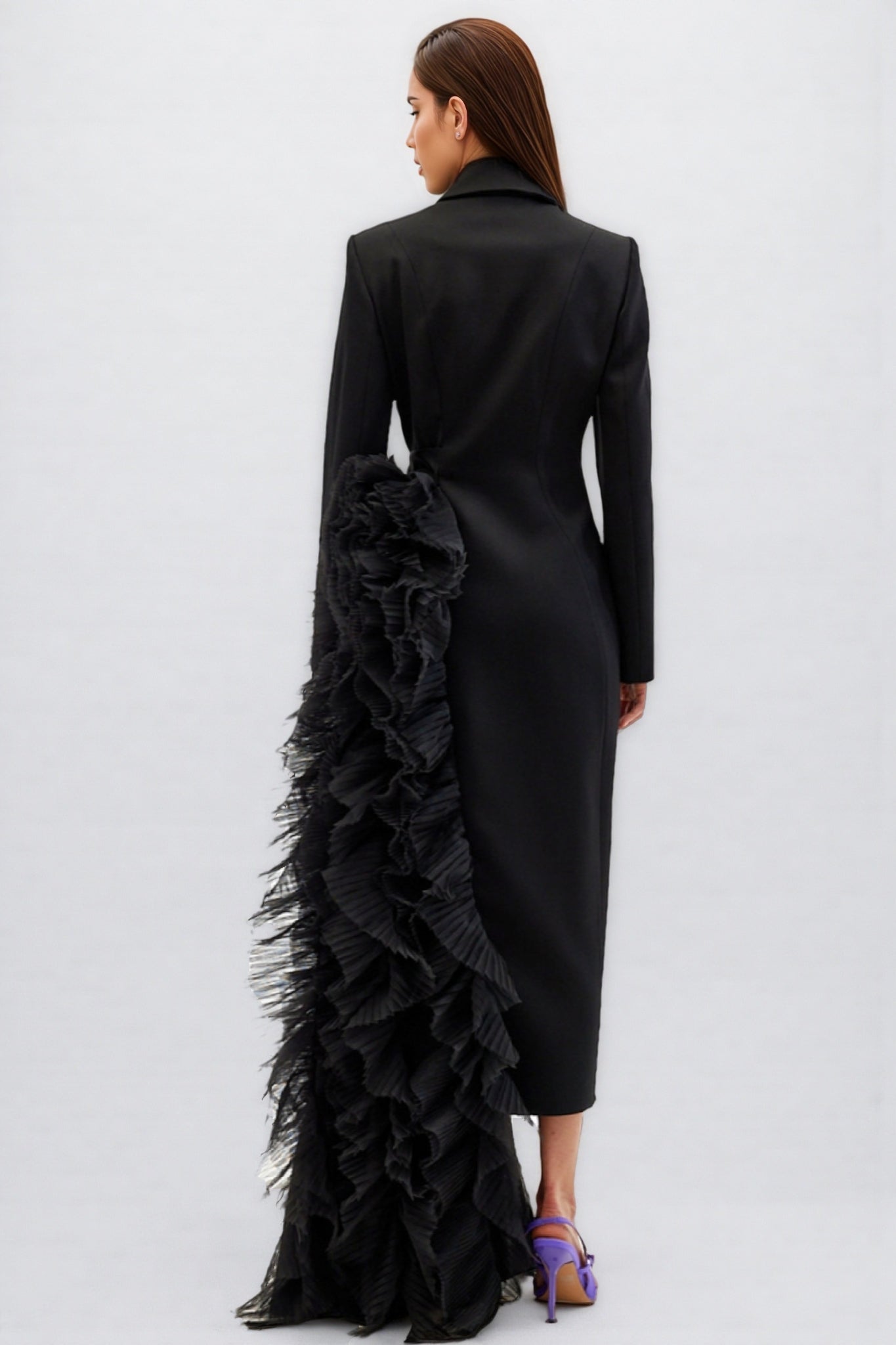 Edmund Irregularly Spliced Mesh Maxi Dress