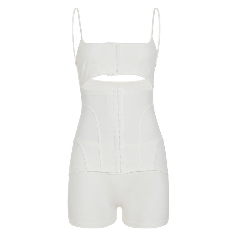 Cut-Out Corset Romper