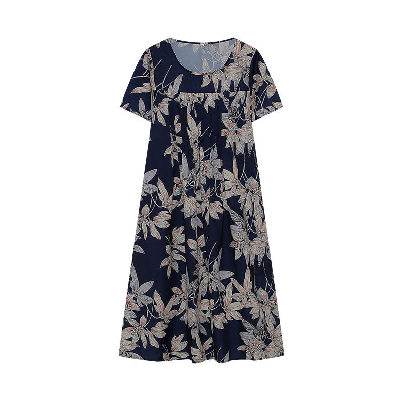 Wildflower Print Pleated Scoop Neck Pocket Midi Dress