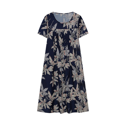 Wildflower Print Pleated Scoop Neck Pocket Midi Dress