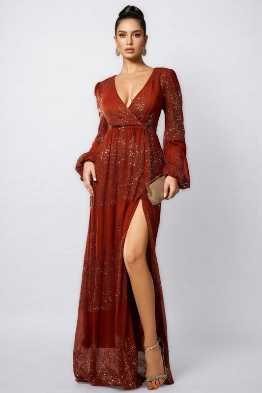 Lian V-Neck Sequin Maxi Dress