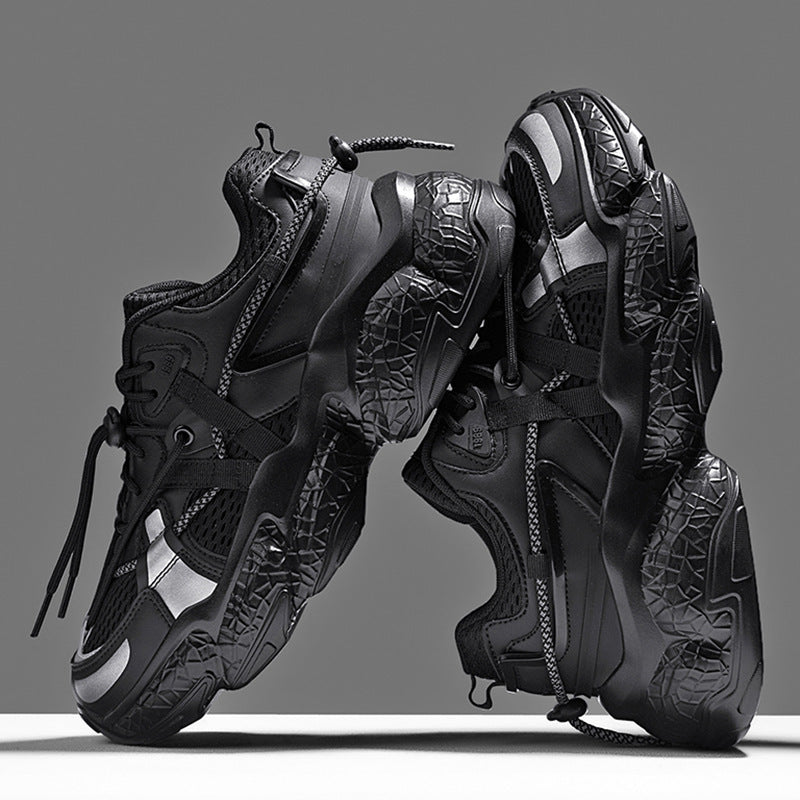 Women's Black Non-Slip Platform Sneakers With Lace Up Comfort