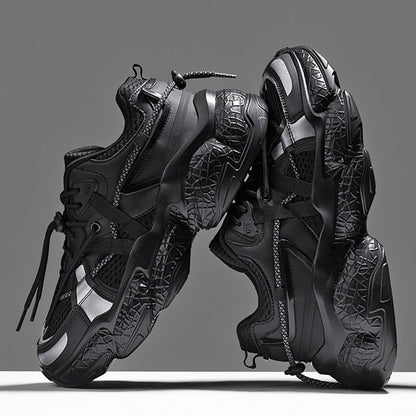 Women's Black Non-Slip Platform Sneakers With Lace Up Comfort