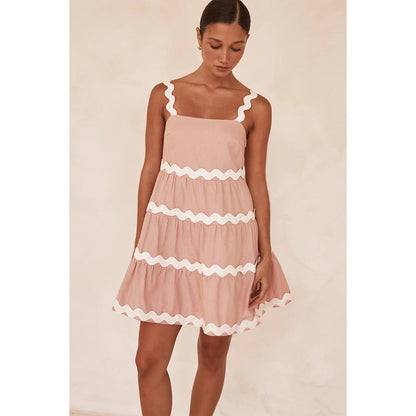 Loose Sweet Fresh Lace Stitching Short Dress