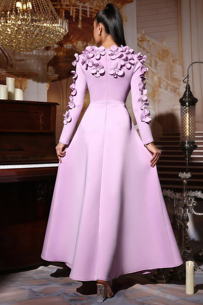 Colia Purple 3D Floral Maxi Dress