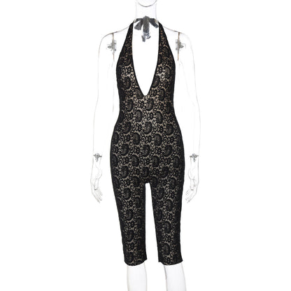 Khaliah Lace Halter Jumpsuit