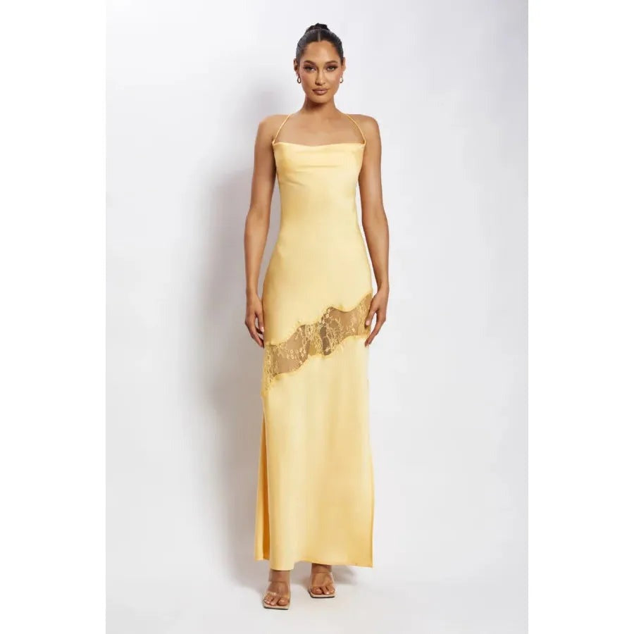 Dress Sling Backless Gauzy Stitching Elegant Dress (3 Colors)