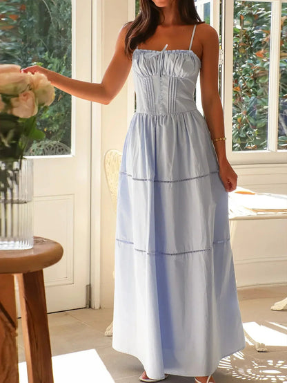 Coral Smocked Bodice Maxi Sun Dress
