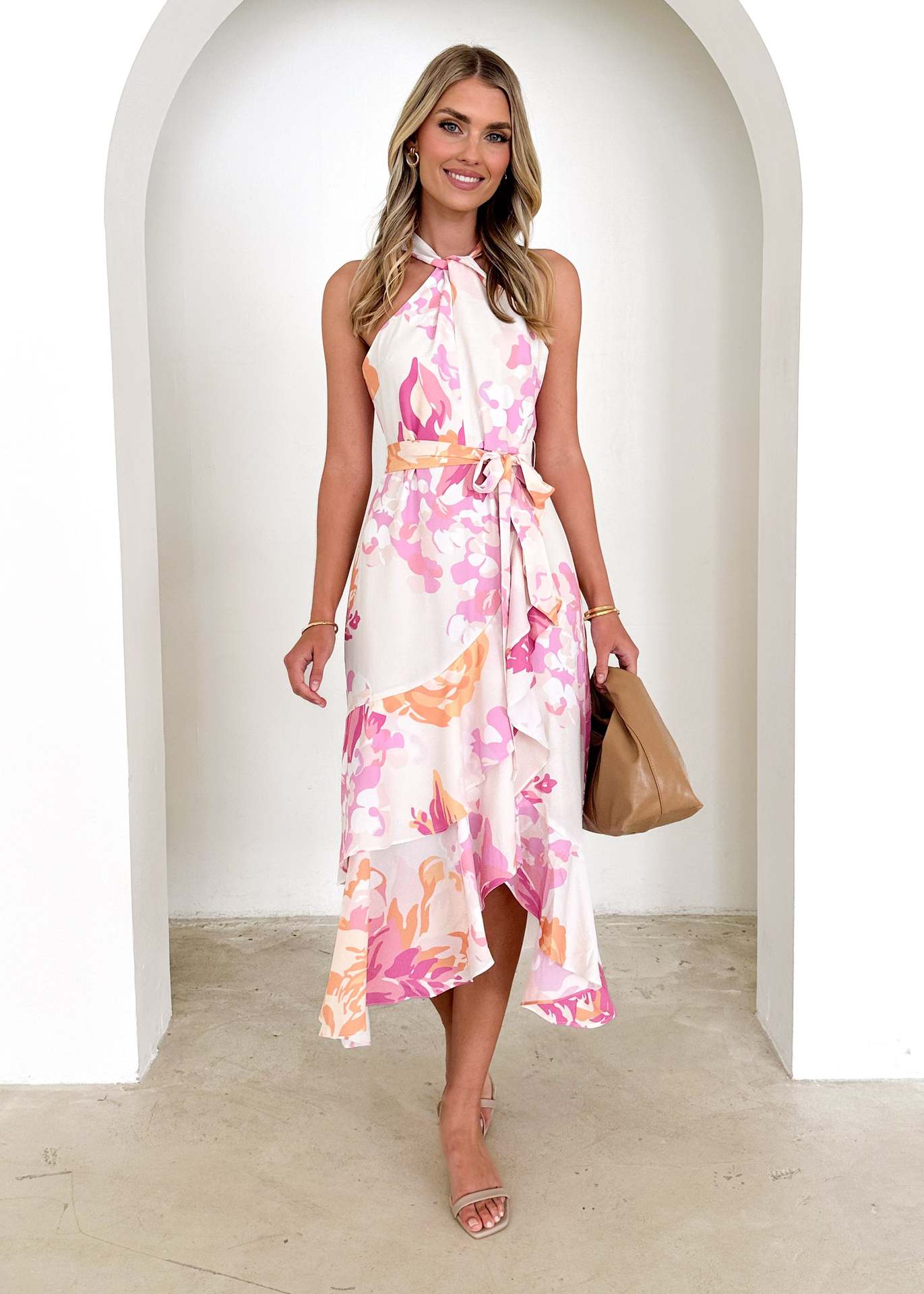 Printing Suspenders Dress Mid Length
