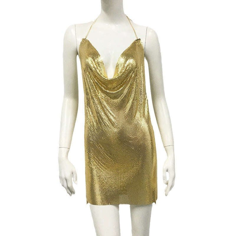 Metal Sequ Dress Slit Cami Dress Shein Same Dress