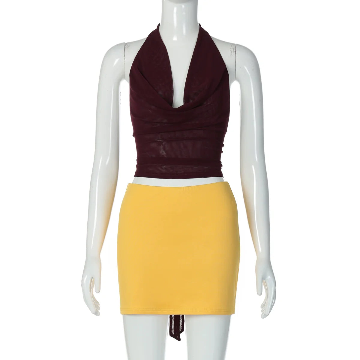 Kensi Halter Open Back Skirt Set