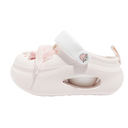 Women's Fashionable Pink Clogs With Playful Appliqués