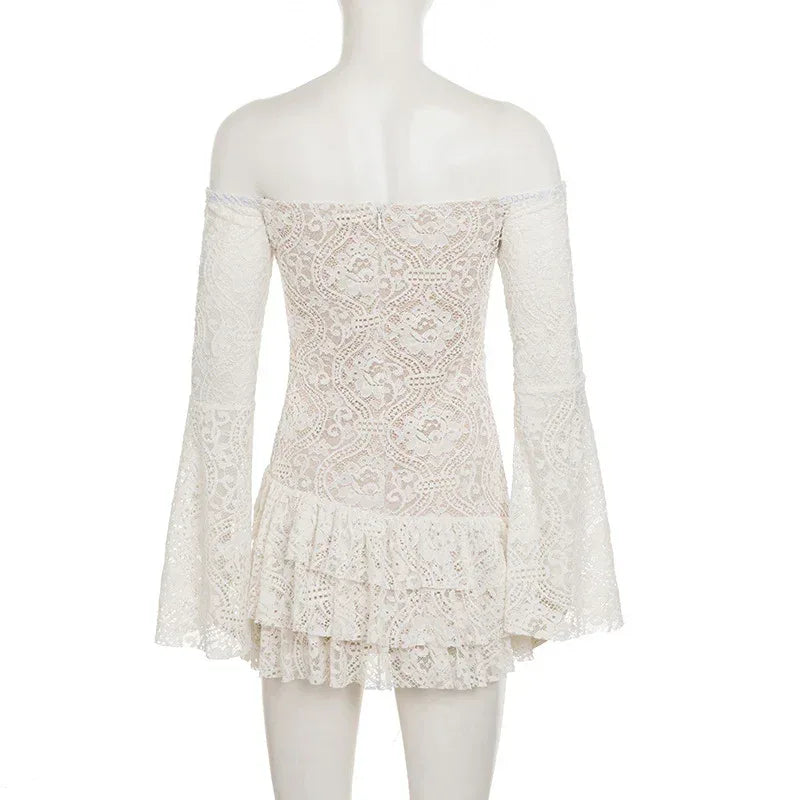 Boho off shoulder lace western mini dress