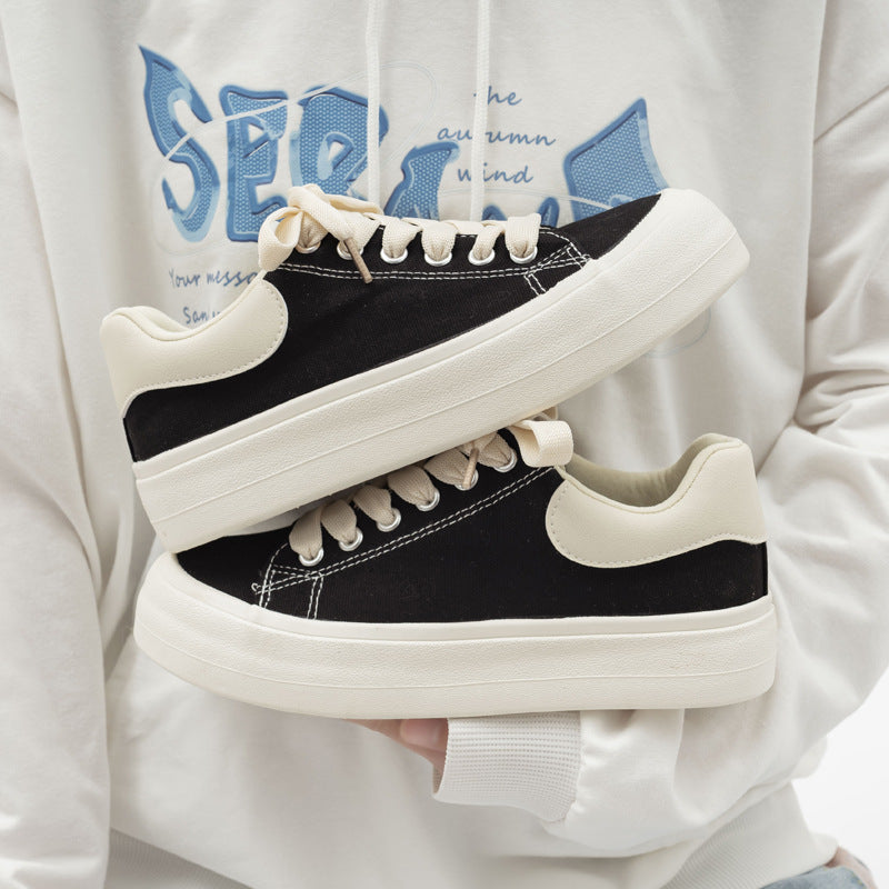 Women's Stylish Laced Up Denim Sneakers With Platform Sole