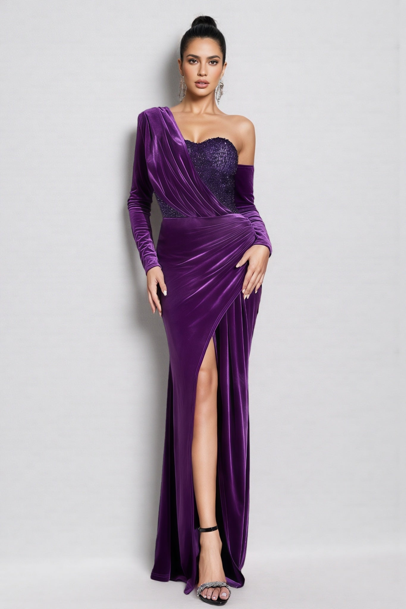 Lopez Purple Sequin Maxi Dress