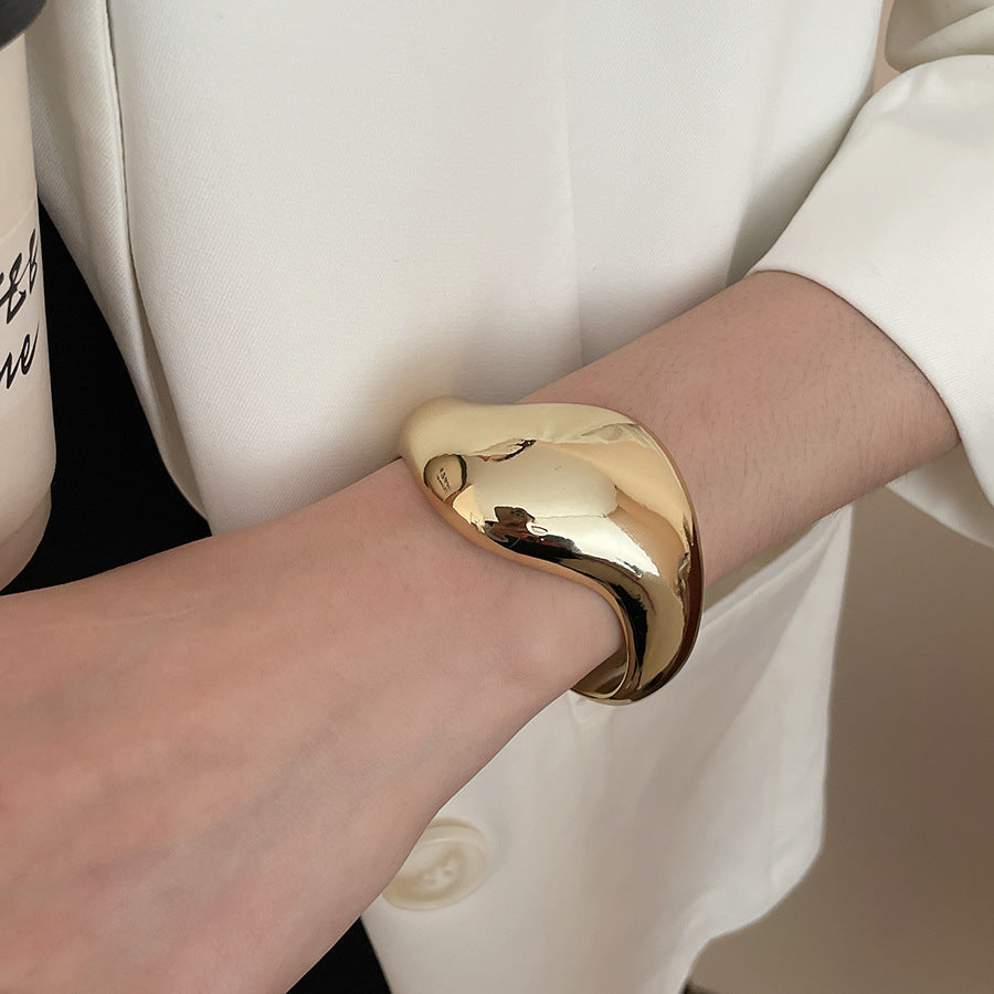 Asymmetrical Twisted Open Cuff Bracelet