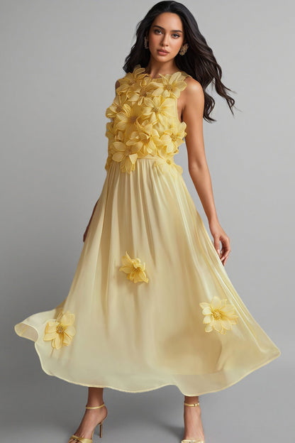 Xaelyth Yellow 3D Floral Maxi Dress