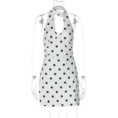 Emmilyn Polka Dot Halter Midi Dress
