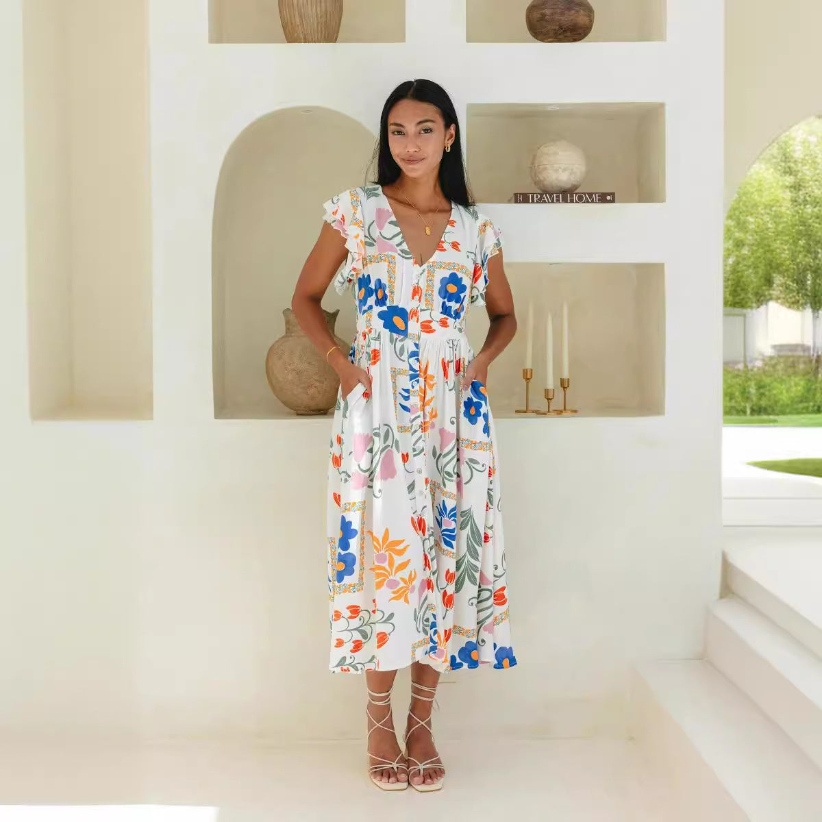 Independent StFloral Print Single Breasted Dress