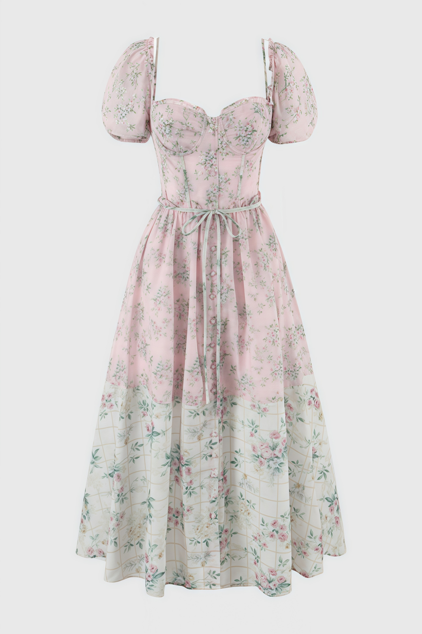 Nylta Pink Floral Chiffon Midi Dress