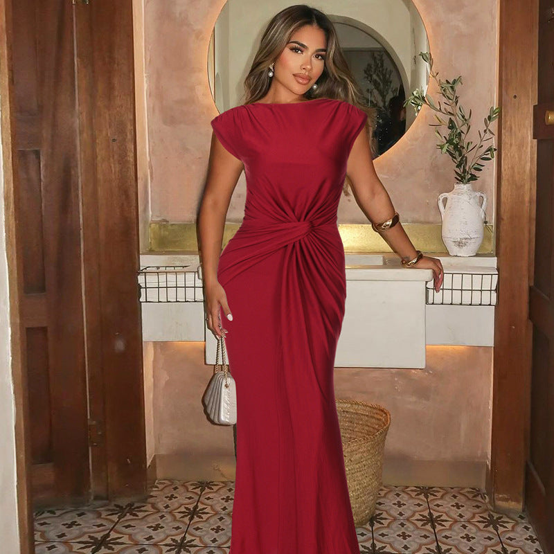 Slim Pleated Solid Color Sleeveless