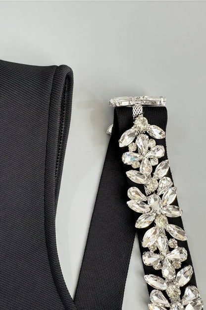 Willd Single Shoulder Studded Slit Maxi Dress