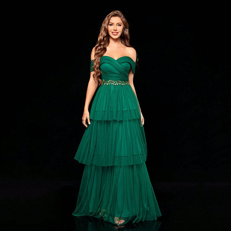 Evening Dress Tube Top Ladies Evening Dress Design Beautiful Mesh Dress