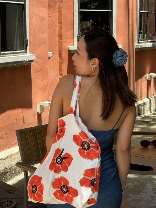 Sofi Orange Floral Tote Bag