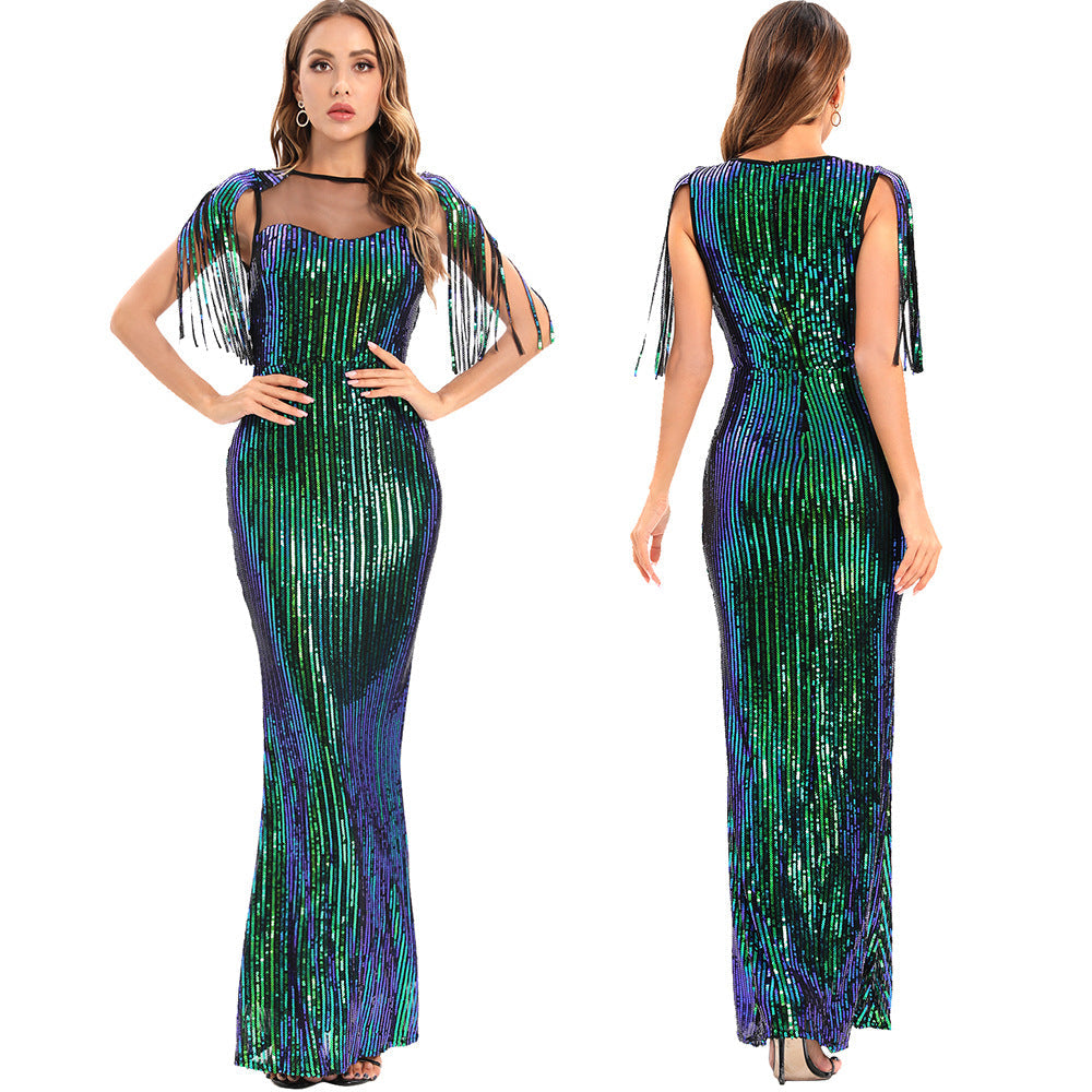 Retro Green Dress Party Evening Dress