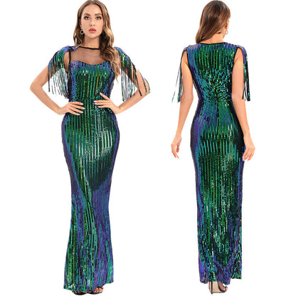 Retro Green Dress Party Evening Dress
