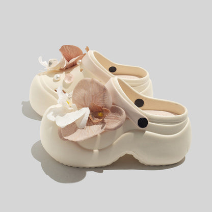 Women's Stylish Clogs With Floral Accessories And Beads
