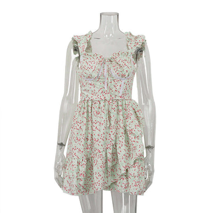 Backless Asymmetric Floral Dress