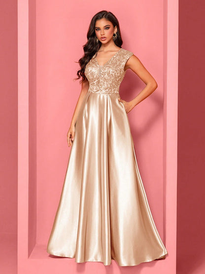 Elegant Sleeveless V neck Fishtail Cocktail Evening Dress Toast