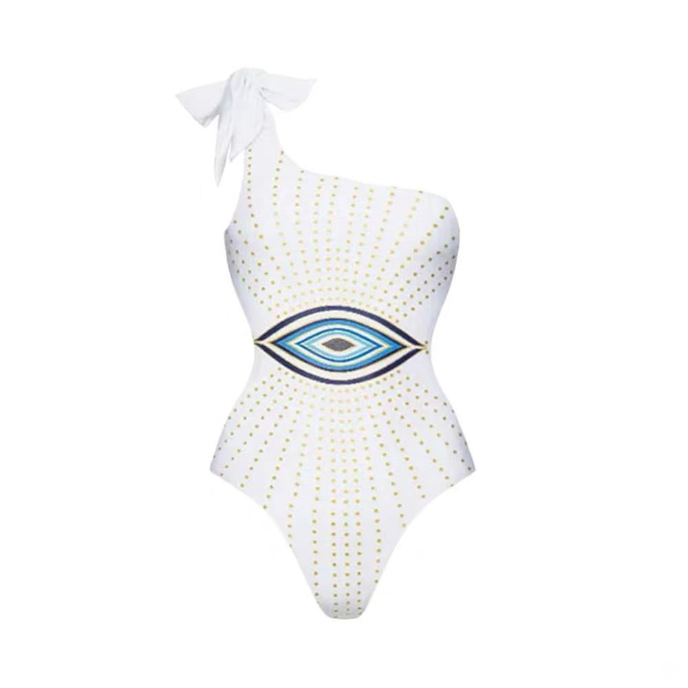 One Pieces Conservative Cover Belly Backless Swimsuit Chiffon Beach Dress