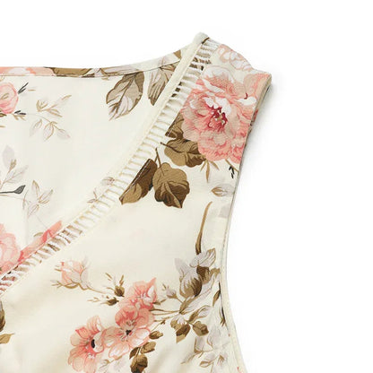 Boho floral drawstring waist maxi dress