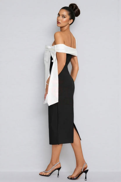 Yelia Stereo Bow Strapless Midi Dress