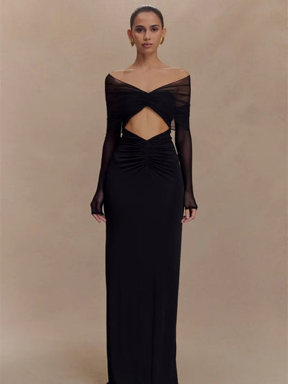 Off Shoulder Cut Out Maxi Dress