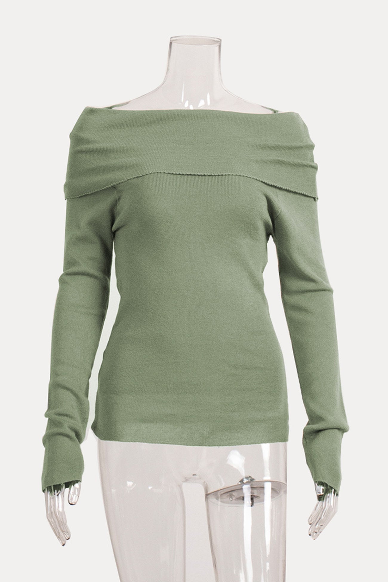 Off-shoulder Long Sleeve Knit Tops