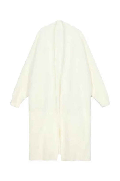 Solid Color Fuzzy Long Cardigan
