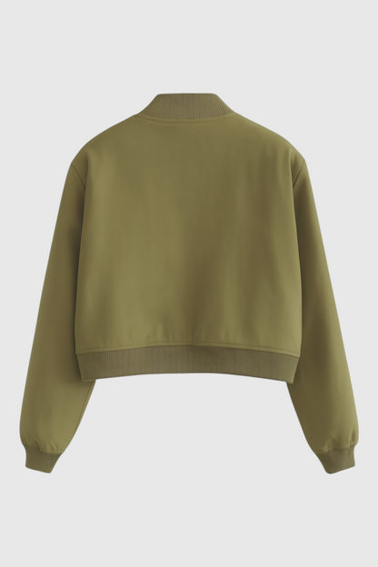 Bomber Jacket With Front Pockets | Cropped Silhouette
