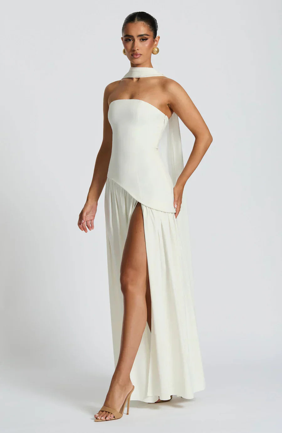 | Sculpted Slit Silhouette Evening Gown
