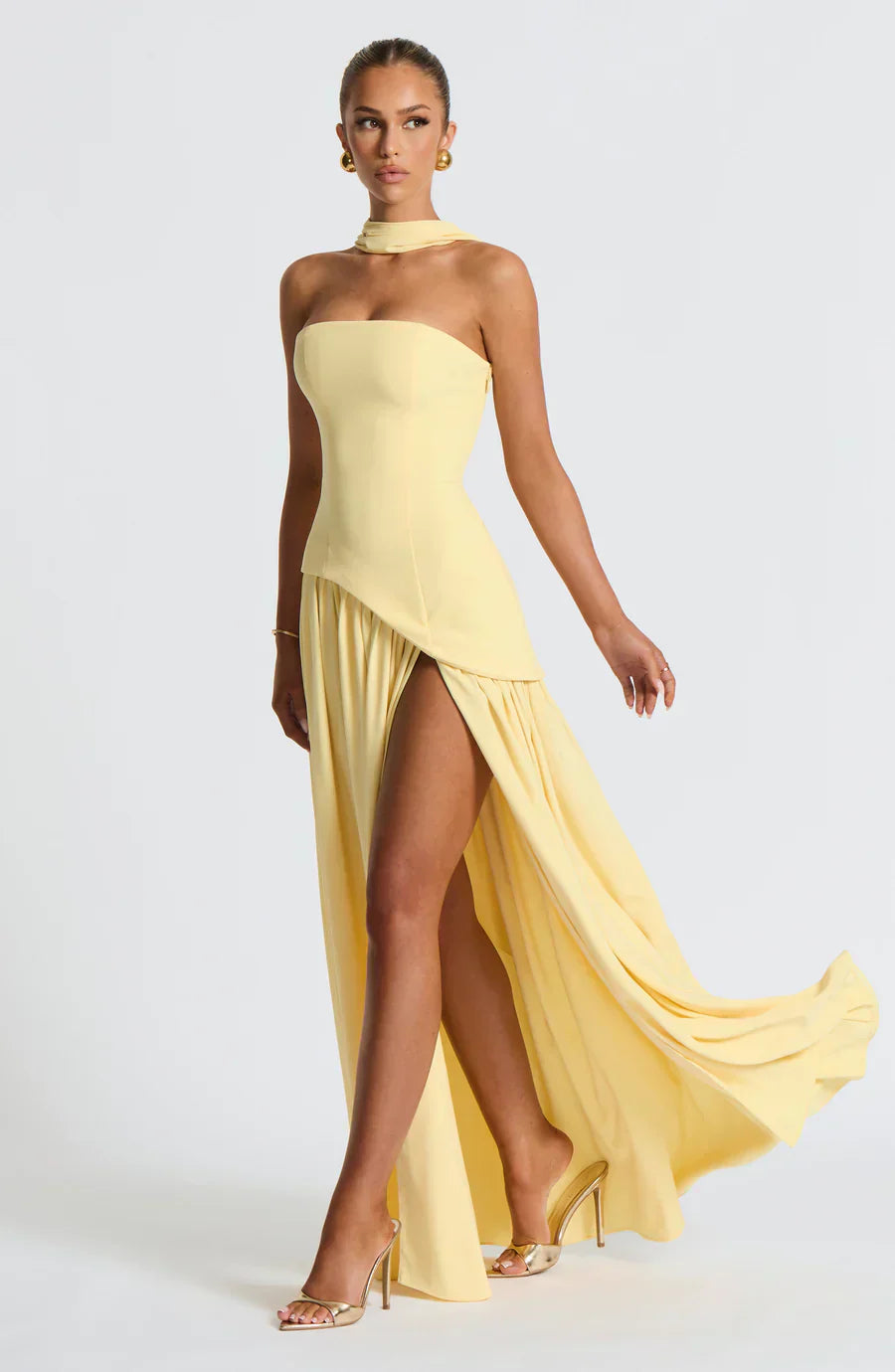 | Sculpted Slit Silhouette Evening Gown