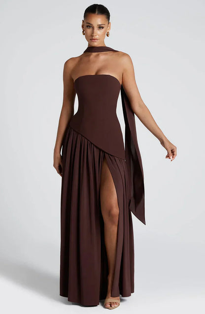 | Sculpted Slit Silhouette Evening Gown