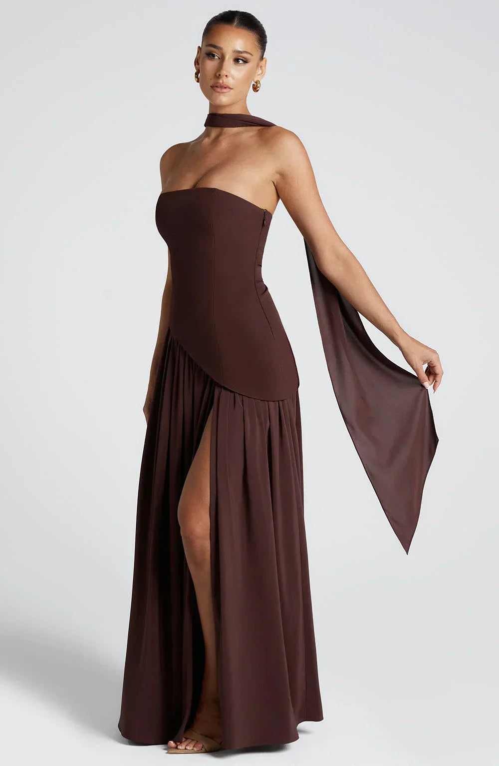 | Sculpted Slit Silhouette Evening Gown