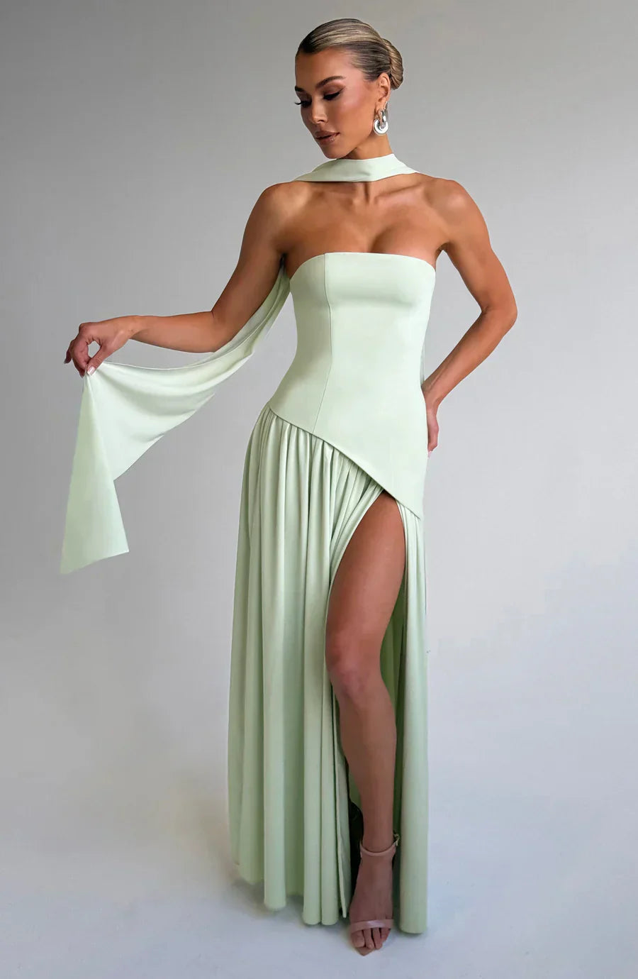 | Sculpted Slit Silhouette Evening Gown